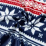 Christmas Family Matching Festival Theme All-over Print Long-sleeve Pajamas Sets(Flame resistant) Deep Blue image 6