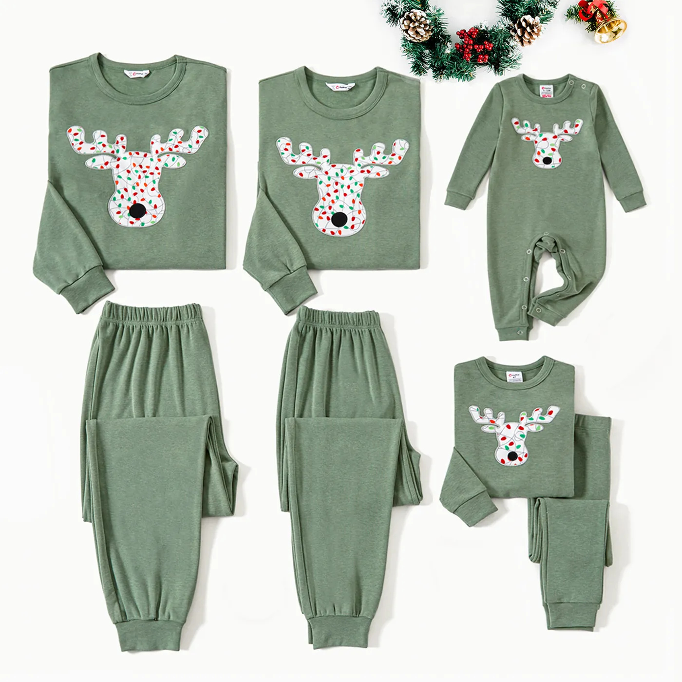 Natal Look de família Manga comprida Conjuntos de roupa para a família pijama apertado