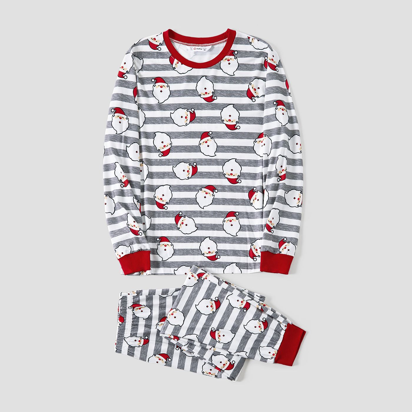 

Christmas Family Matching Santa&Stripes Print Long-sleeve Pajamas Sets(Flame resistant)