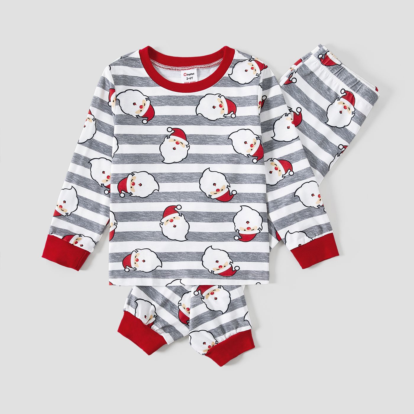 

Christmas Family Matching Santa&Stripes Print Long-sleeve Pajamas Sets(Flame resistant)