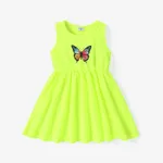 Toddler Girl Butterfly Print Tank Dress TenderYellow