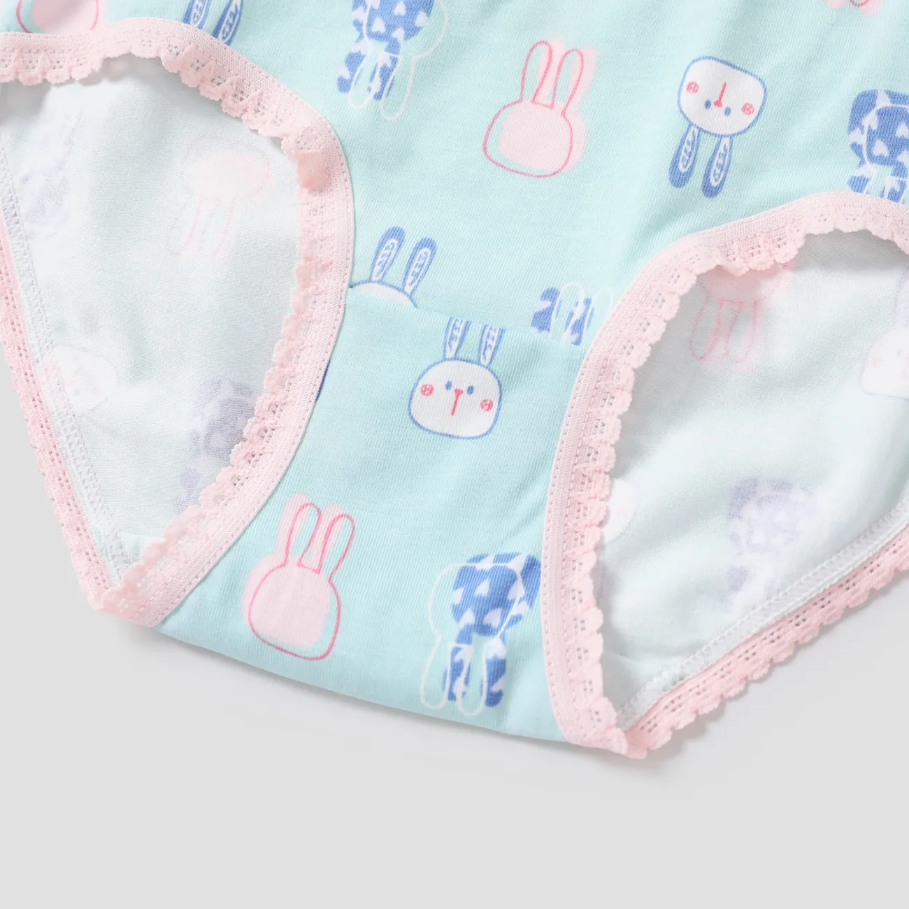 4pcs Kid Girl 3D Hyper-Tactile Cotton Cute Animal Print Underwear Set Color block big image 1