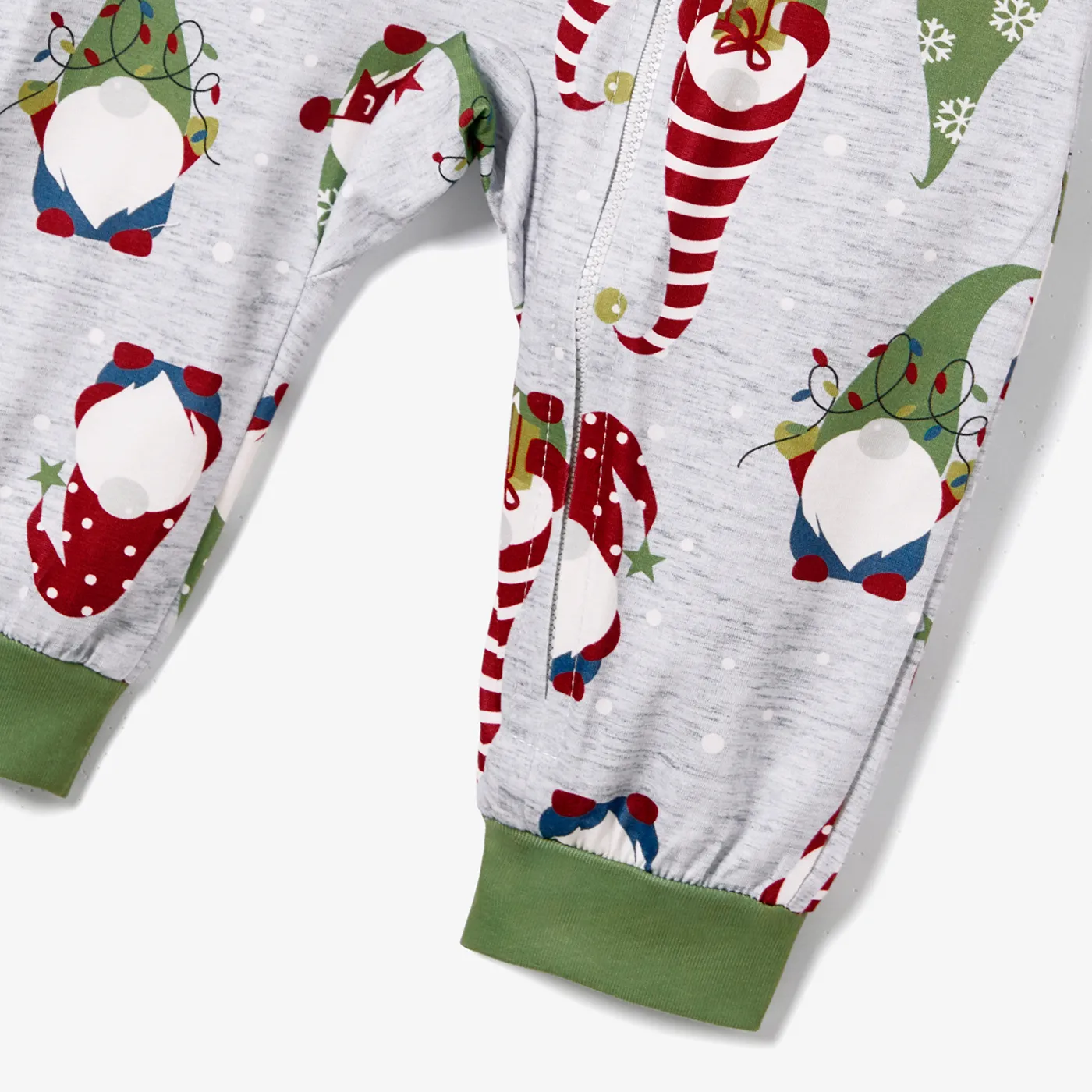 Christmas Family Matching Gnome All-over Print Long-sleeve Onesies Pajamas (Flame resistant) Green image 6