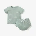 2pcs Baby Boy/Girl 95% Cotton Ribbed Short-sleeve All Over Sun Print Top and Shorts Set  image 1