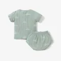 2pcs Baby Boy/Girl 95% Cotton Ribbed Short-sleeve All Over Sun Print Top and Shorts Set  image 2