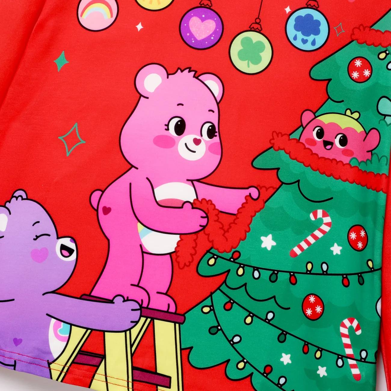 الدببة الطيبة طقم بيجامة إطلالة العائلة للجنسين كم طويل نقش الكريسماس الكريسماس أحمر big image 1
