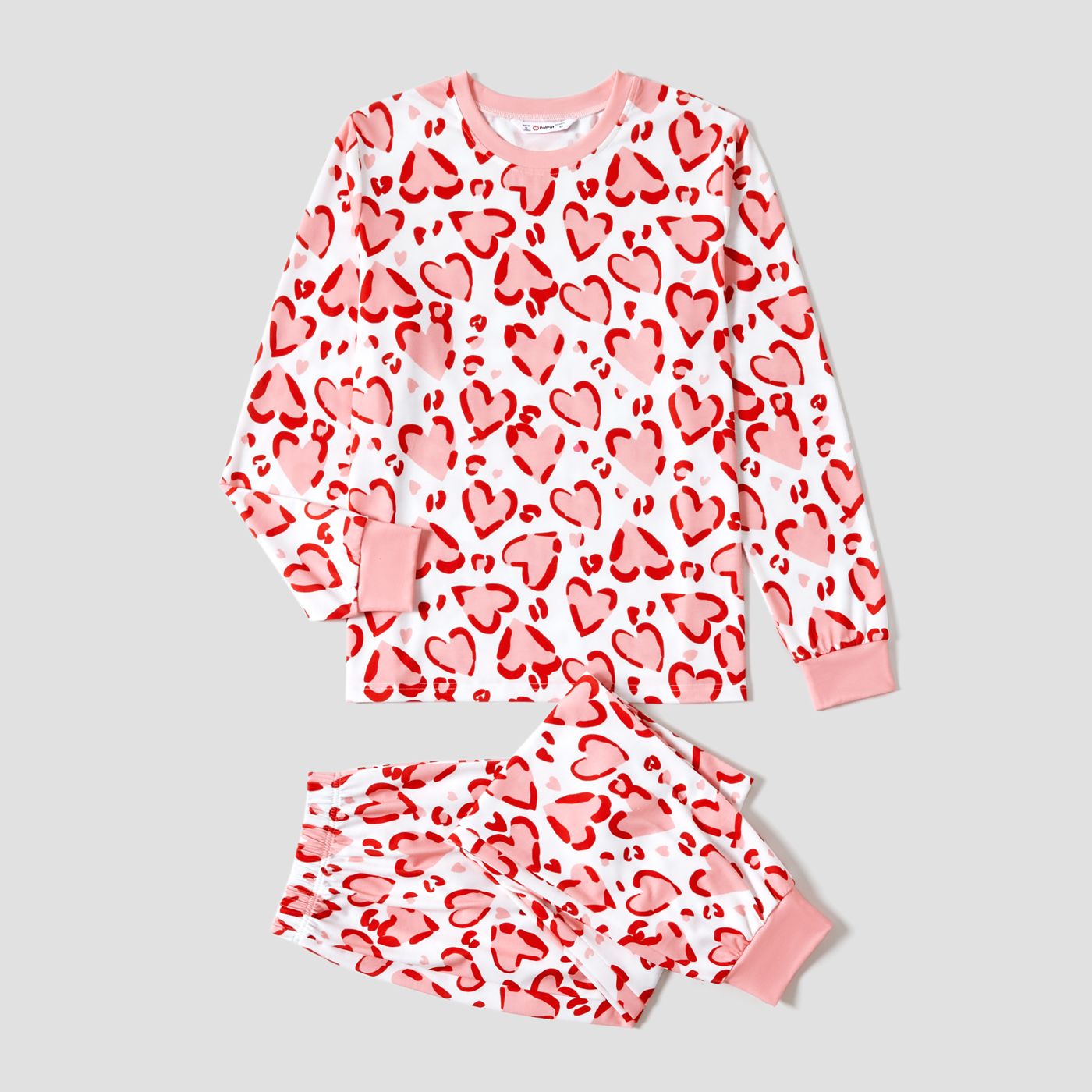 

Valentine's Day Family Matching Pink Love All-over Print Long-sleeve Pajamas Sets(Flamle resistant)