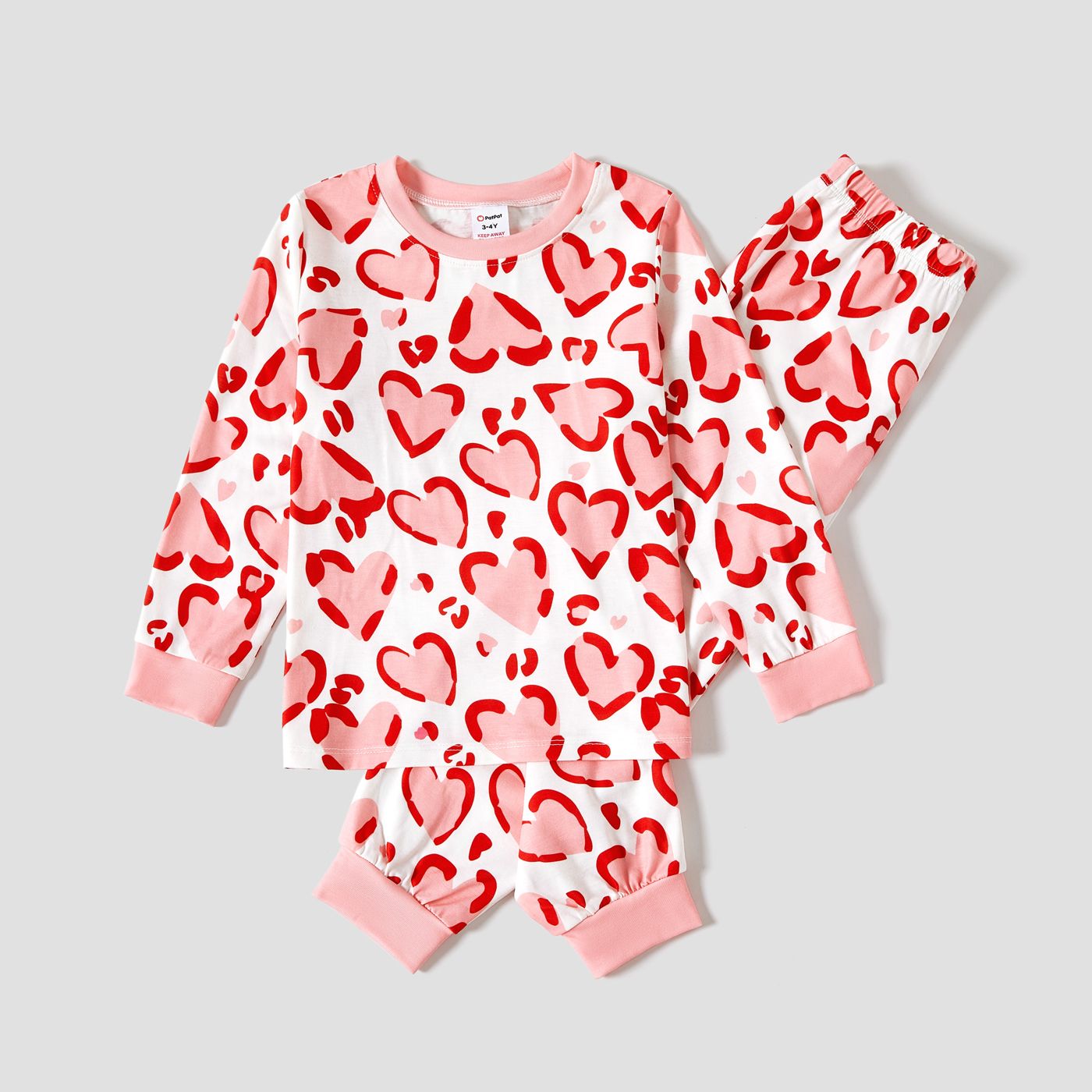 

Valentine's Day Family Matching Pink Love All-over Print Long-sleeve Pajamas Sets(Flamle resistant)