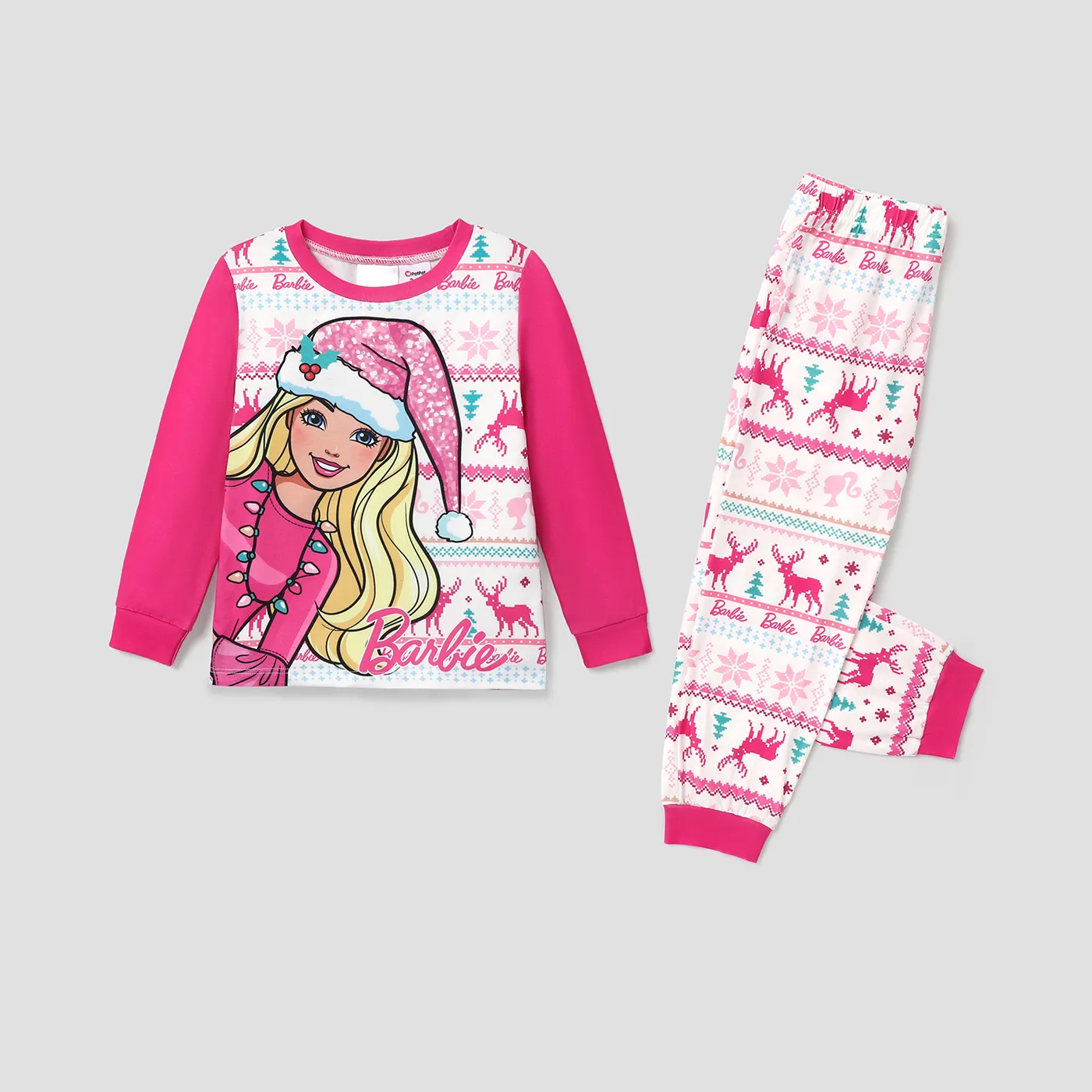 Barbie Christmas Mommy and Me Snowflake Deer Pattern Print Pajamas Sets (Flame Resistant)  big image 16