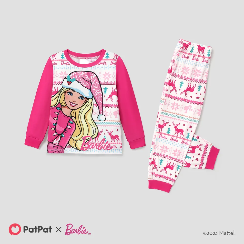 Barbie Christmas Mommy and Me Snowflake Deer Pattern Print Pajamas Sets (Flame Resistant)  big image 11