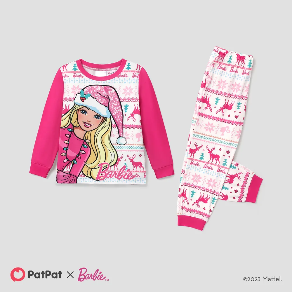Barbie Christmas Mommy and Me Snowflake Deer Pattern Print Pajamas Sets (Flame Resistant) big image 11