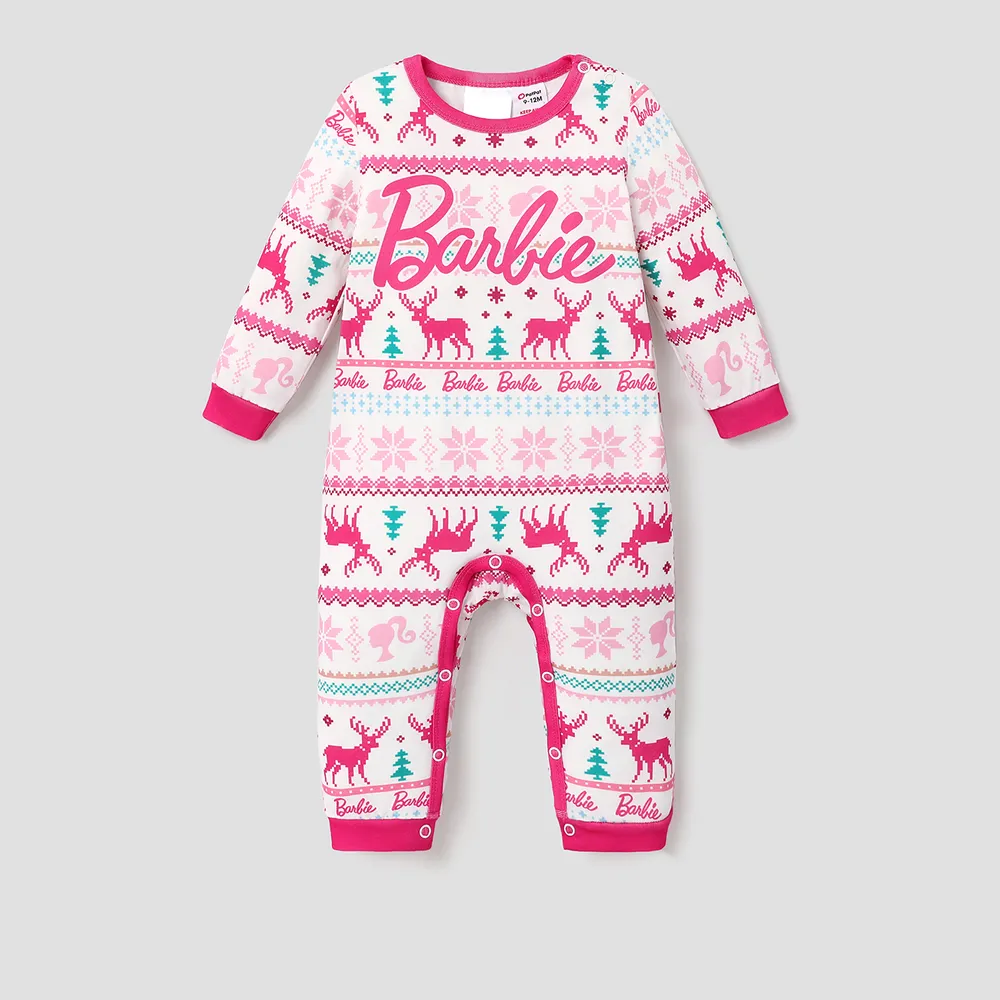 Barbie Christmas Mommy and Me Snowflake Deer Pattern Print Pajamas Sets (Flame Resistant)  big image 7
