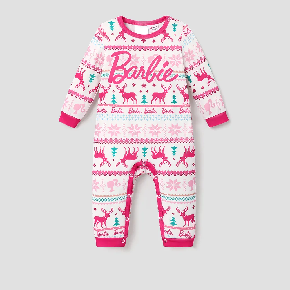Barbie Christmas Mommy and Me Snowflake Deer Pattern Print Pajamas Sets (Flame Resistant) big image 7