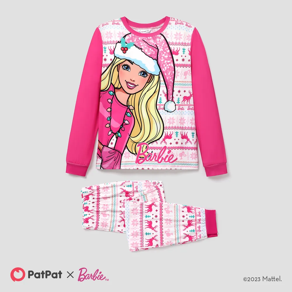 Barbie Christmas Mommy and Me Snowflake Deer Pattern Print Pajamas Sets (Flame Resistant)  big image 17