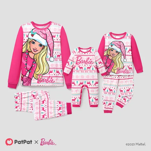Barbie Christmas Mommy and Me Snowflake Deer Pattern Print Pajamas Sets (Flame Resistant)