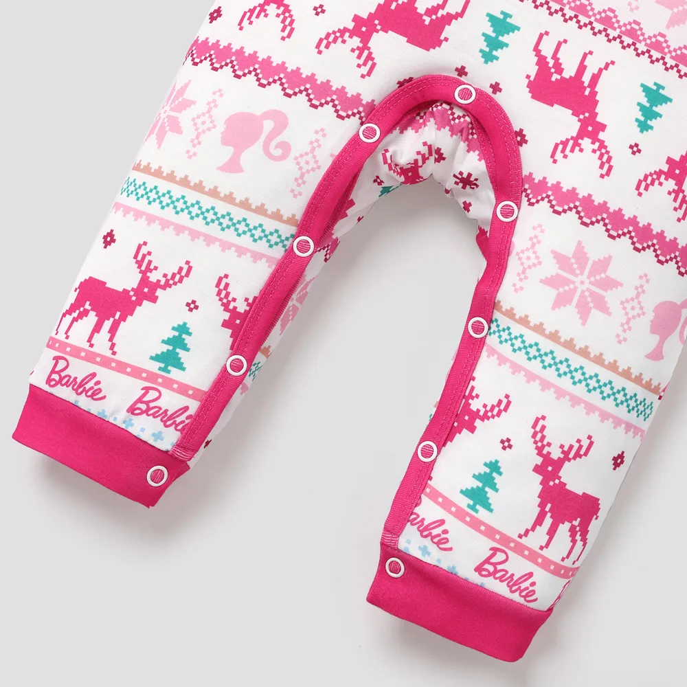 Barbie Christmas Mommy and Me Snowflake Deer Pattern Print Pajamas Sets (Flame Resistant) big image 5