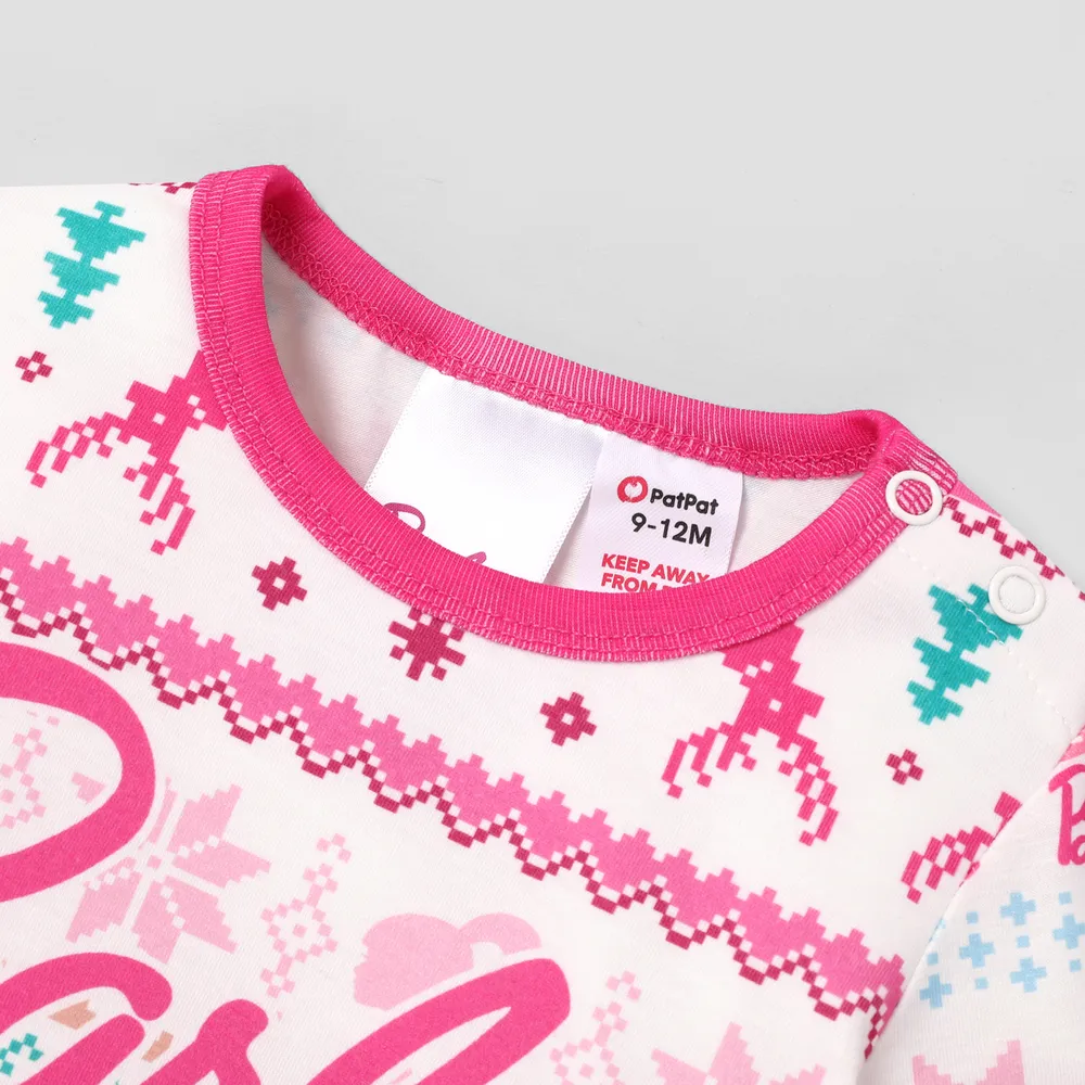 Barbie Christmas Mommy and Me Snowflake Deer Pattern Print Pajamas Sets (Flame Resistant)  big image 4