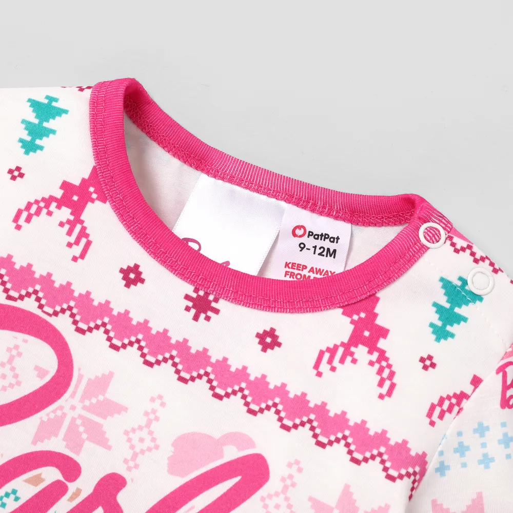 Barbie Christmas Mommy and Me Snowflake Deer Pattern Print Pajamas Sets (Flame Resistant) big image 4