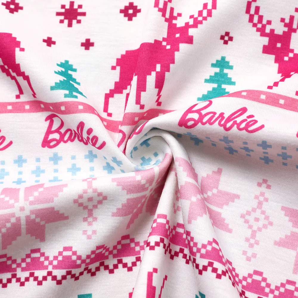 Barbie Christmas Mommy and Me Snowflake Deer Pattern Print Pajamas Sets (Flame Resistant) big image 3
