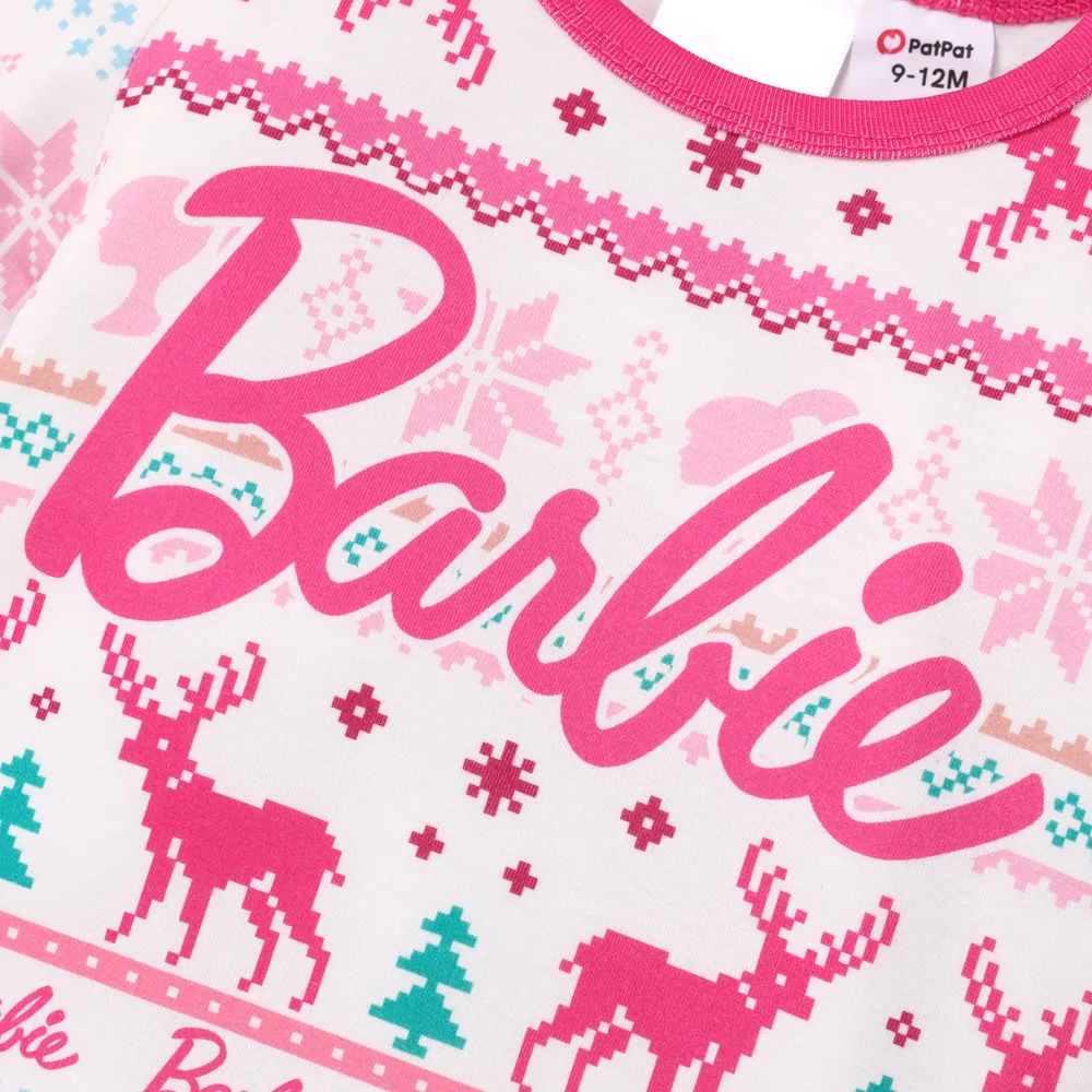 Barbie Christmas Mommy and Me Snowflake Deer Pattern Print Pajamas Sets (Flame Resistant) big image 2