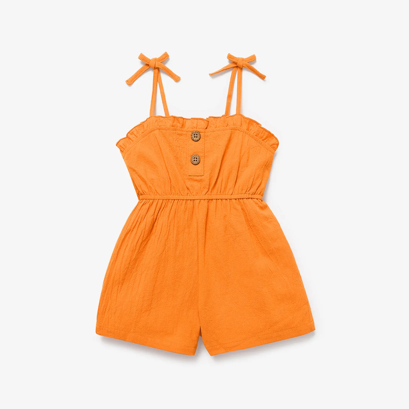 Toddler Girl Bowknot Design Stripe/Floral Print/Orange Cami Romper Orange