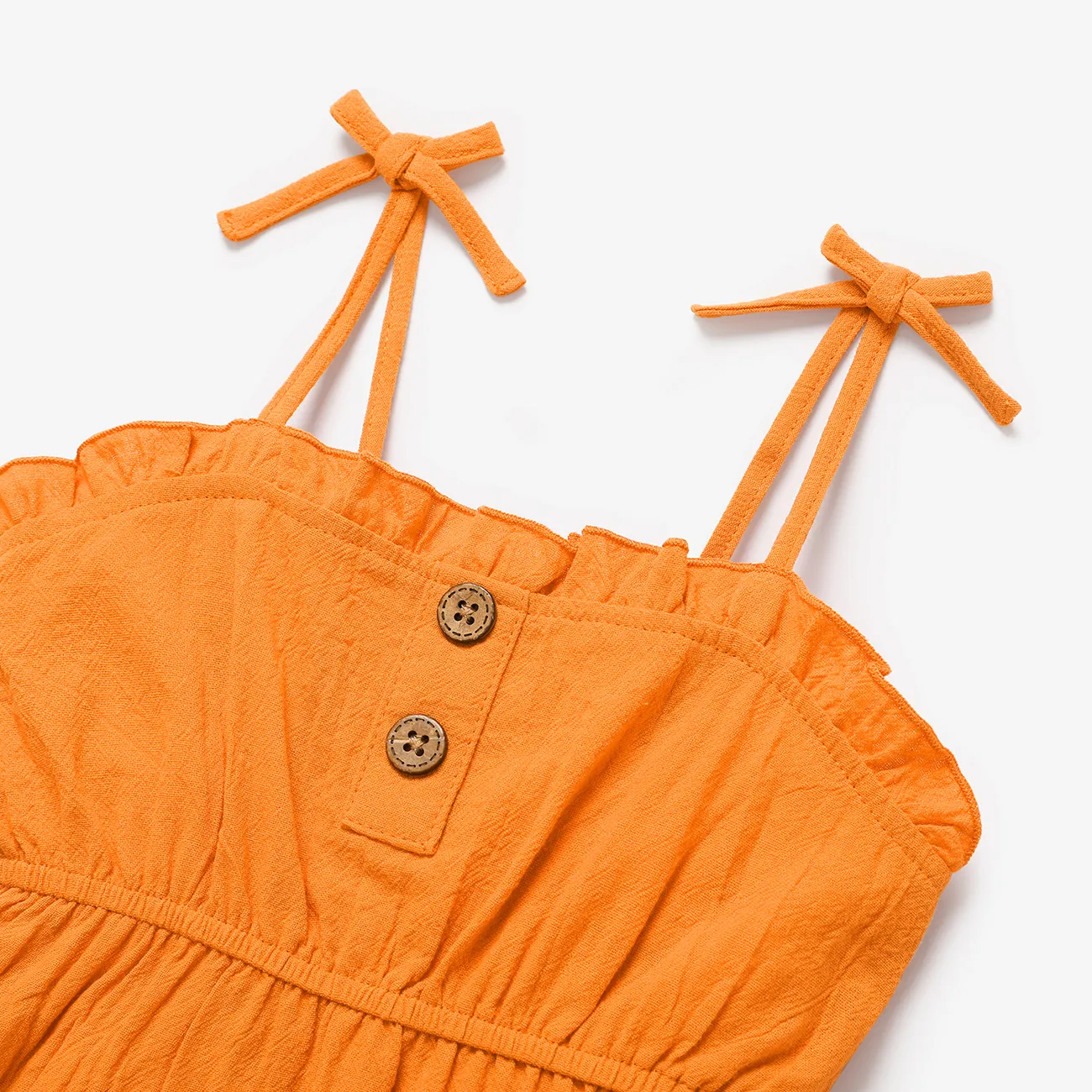 Toddler Girl Bowknot Design Stripe/Floral Print/Orange Cami Romper Orange big image 1