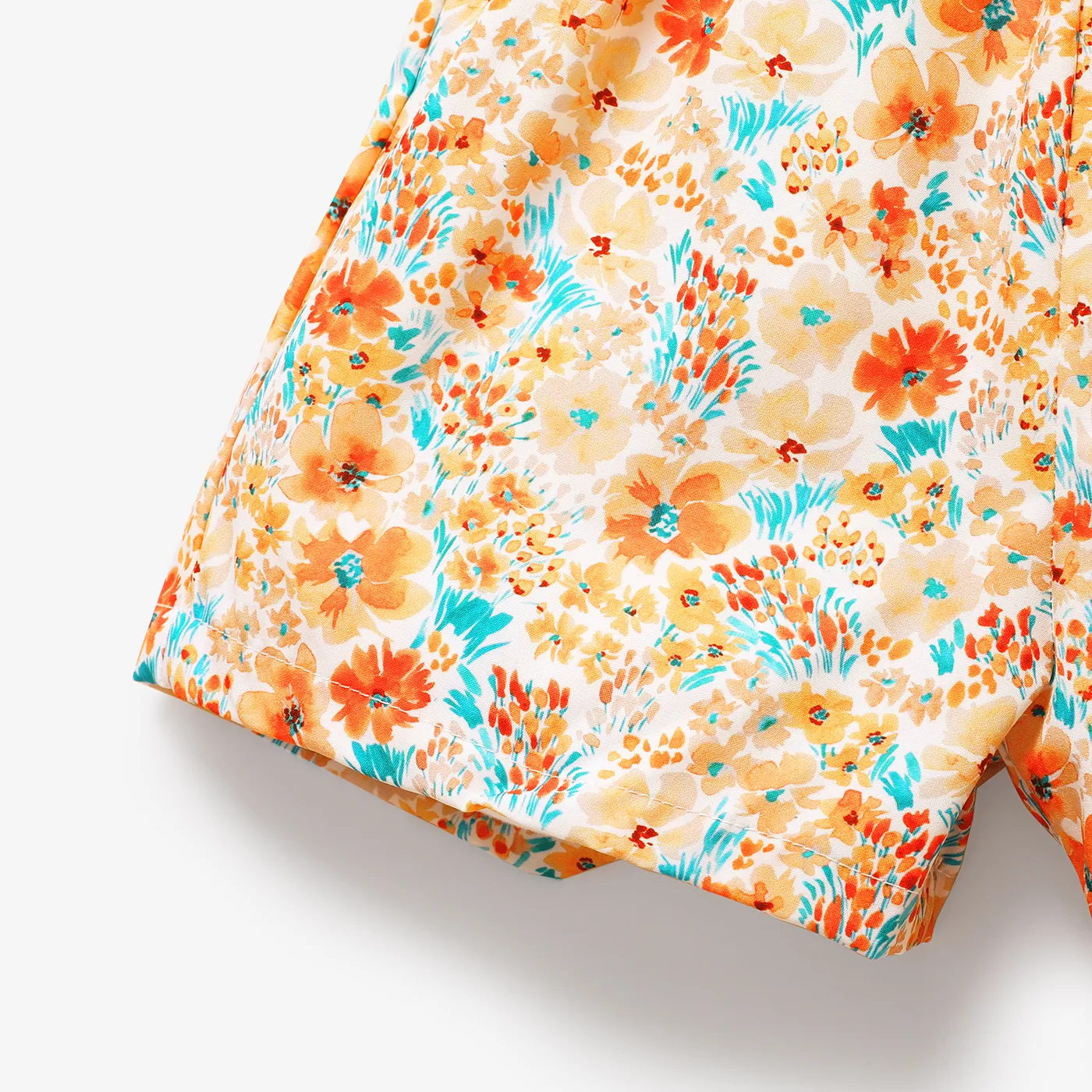 Toddler Girl Bowknot Design Stripe/Floral Print/Orange Cami Romper  image 6