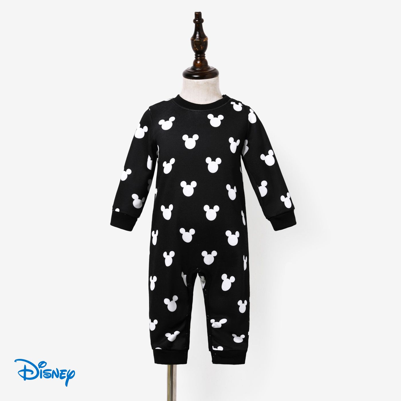 Disney Mickey And Friends Family Matching Character Print Long-sleeve Tops And Belted Dresses Sets