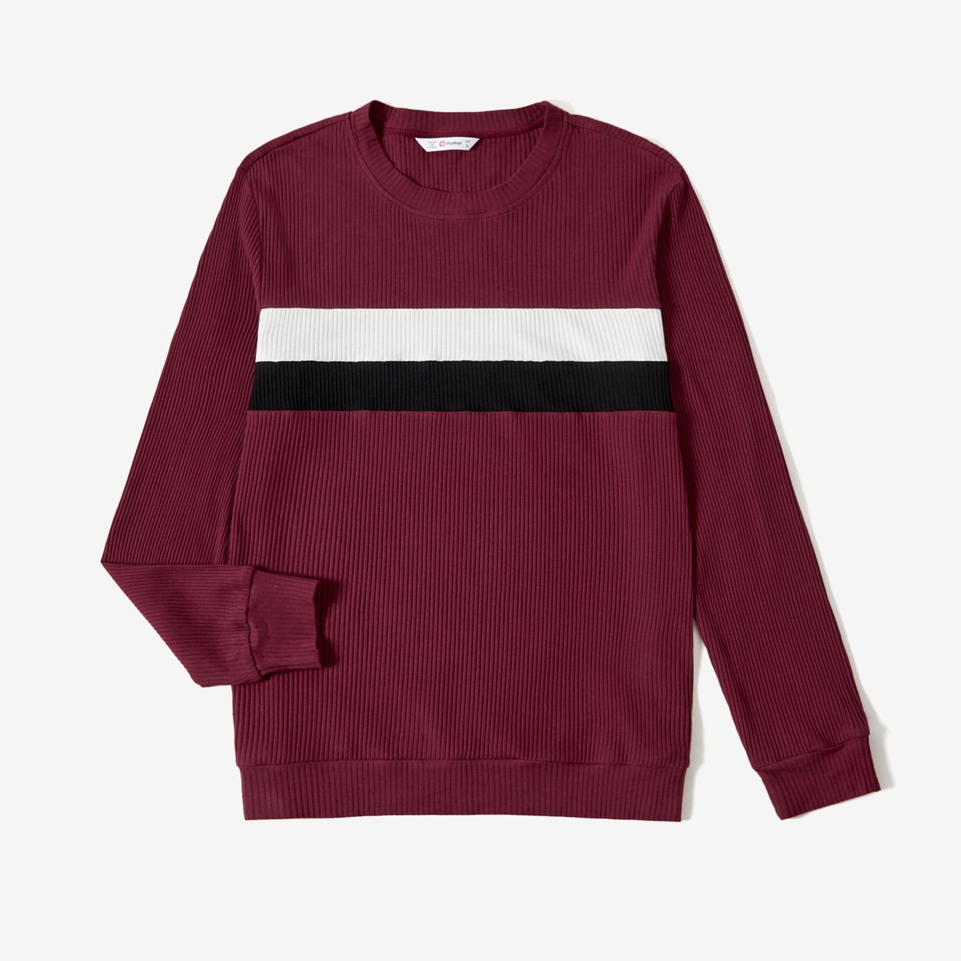

Family Matching Ribbed Color-block Cotton Long-sleeve Tops and Dresses Sets