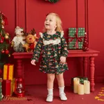 Baby Girl Christmas Long Sleeve Dress with Ruffle Edge  image 3