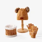 Baby/toddler Three-piece set of essential winter woolen hat, scarf and gloves to keep warm Orange