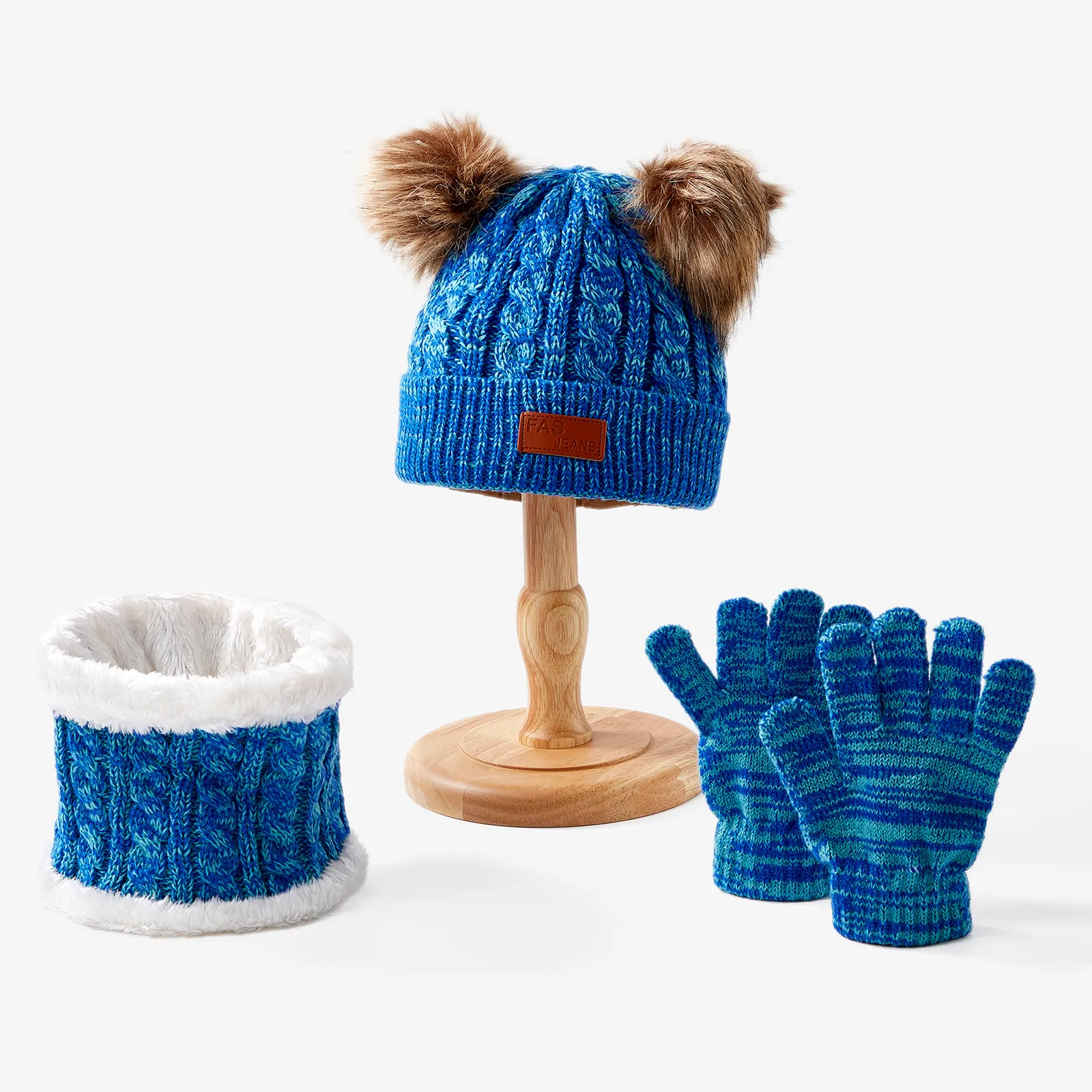 Bébé/tout-petit Ensemble Trois Pièces De Chapeau En Laine D’hiver, écharpe Et Gants Pour Rester Au Chaud