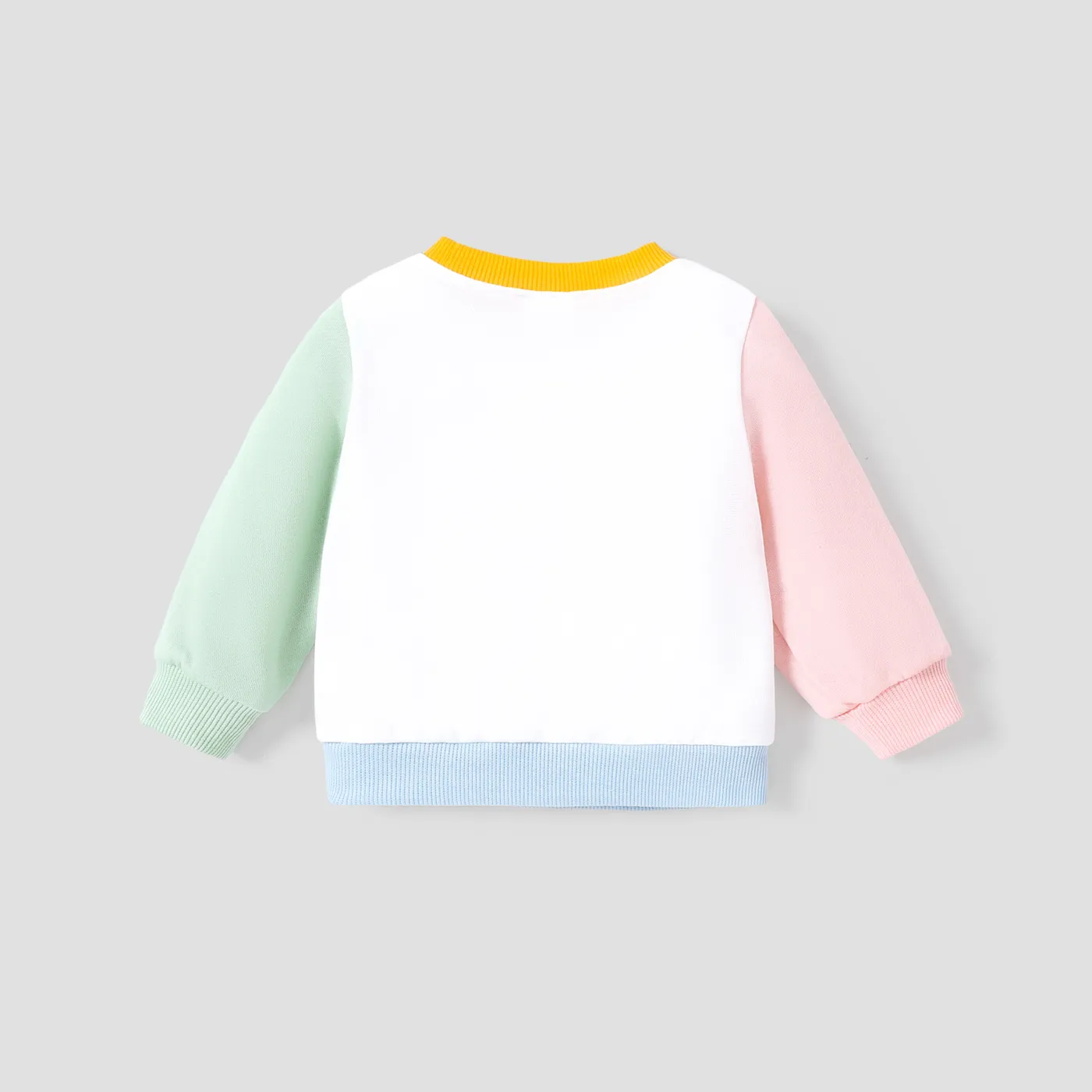 Baby Girl Fabric Stitching Colorblock Letter Pattern Sweatshirt  image 2