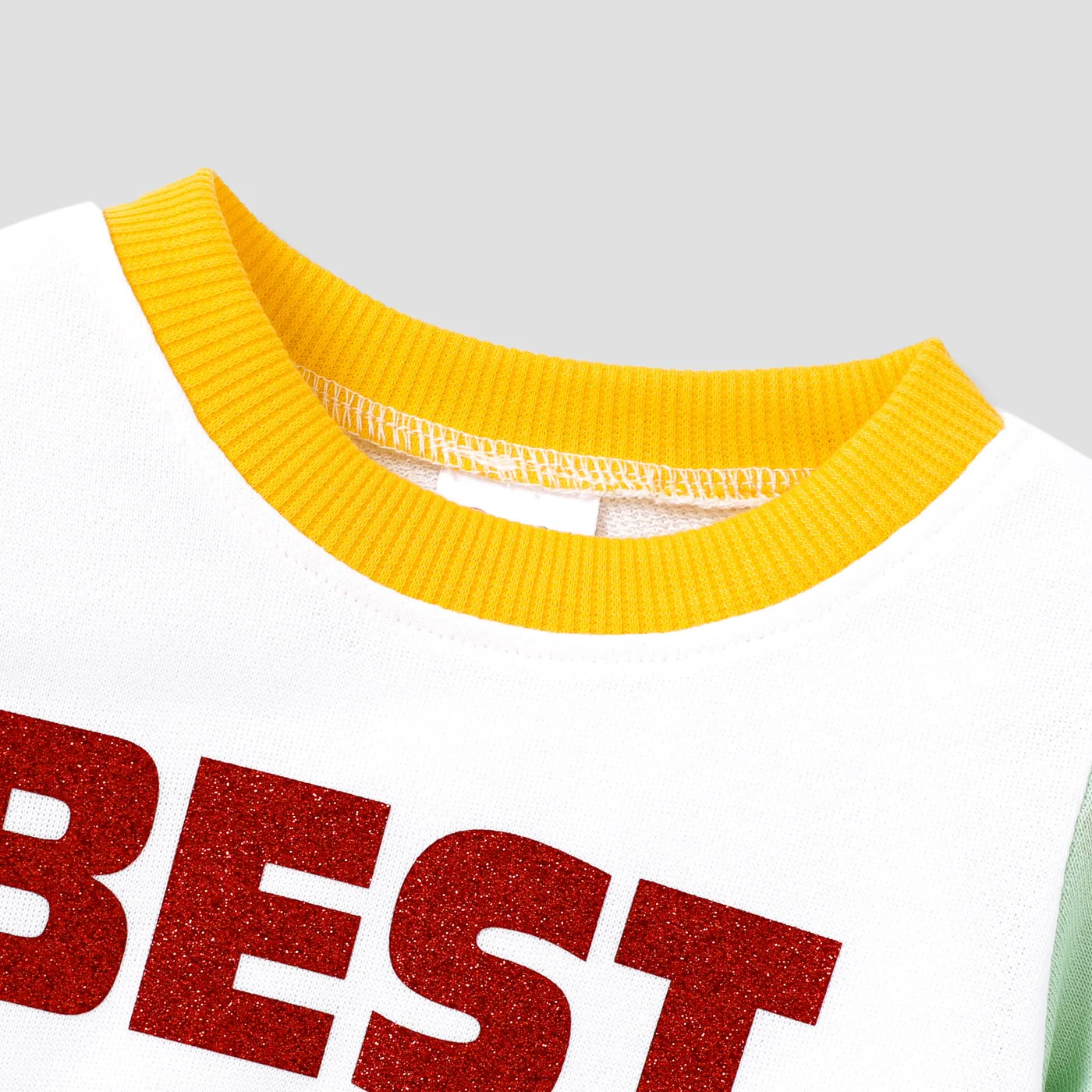 Baby Girl Fabric Stitching Colorblock Letter Pattern Sweatshirt  image 3