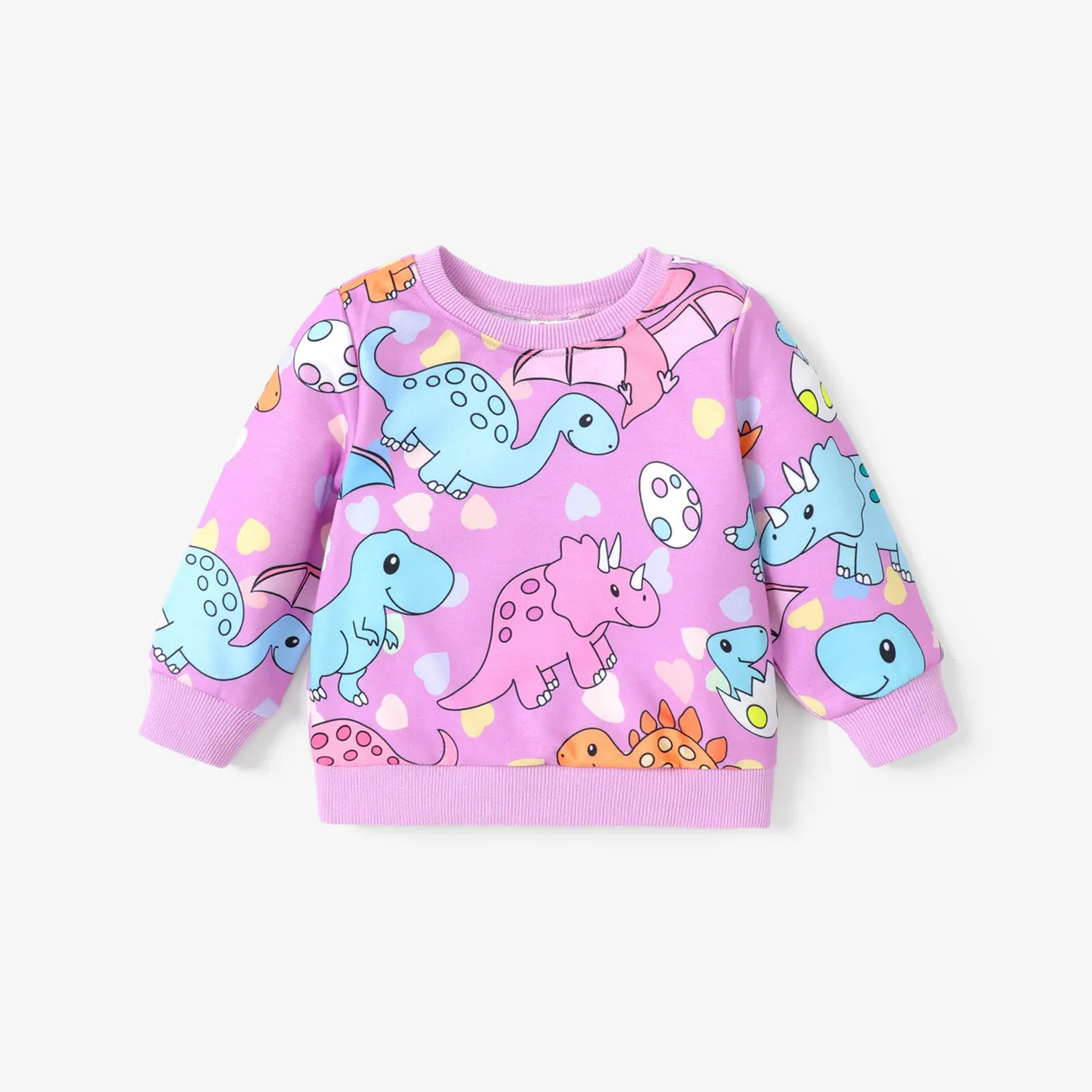 Baby Girl Childlike Dinosaur Sweatshirt Multi-color big image 1