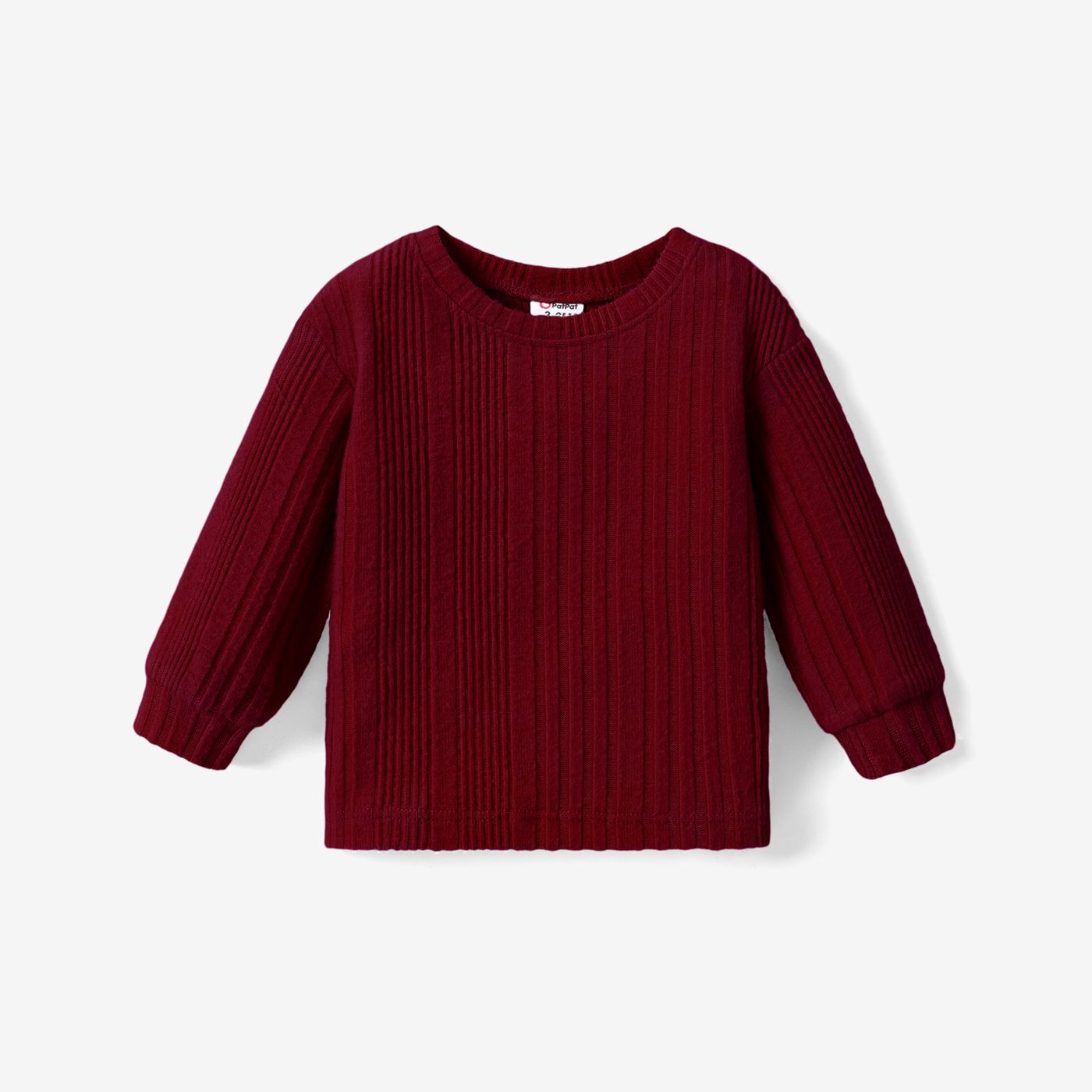 

Baby Girl Solid Color Textured Fabric Long Sleeve Tee