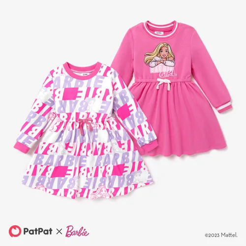 Barbie Toddler/Kids Girl Character Print Long-sleeve Dresses