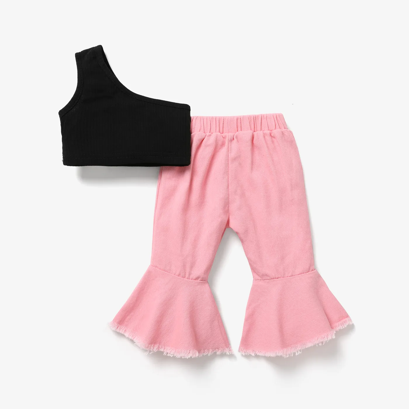 2 unidades Bebé Menina Ombro descoberto Avant-garde Sem mangas Conjunto para bebé Preto image 2
