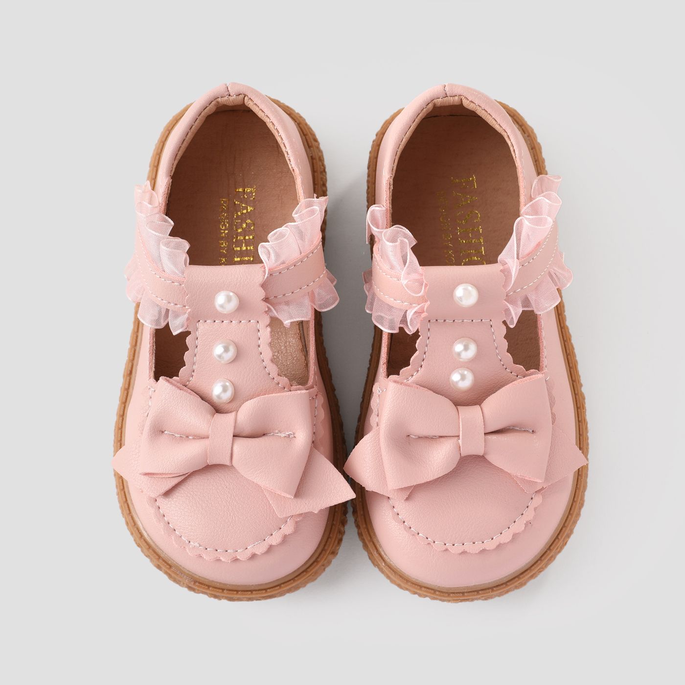 Toddler & Kid Girls Sweet Bow & Fax-pearl Decor Leather Shoes