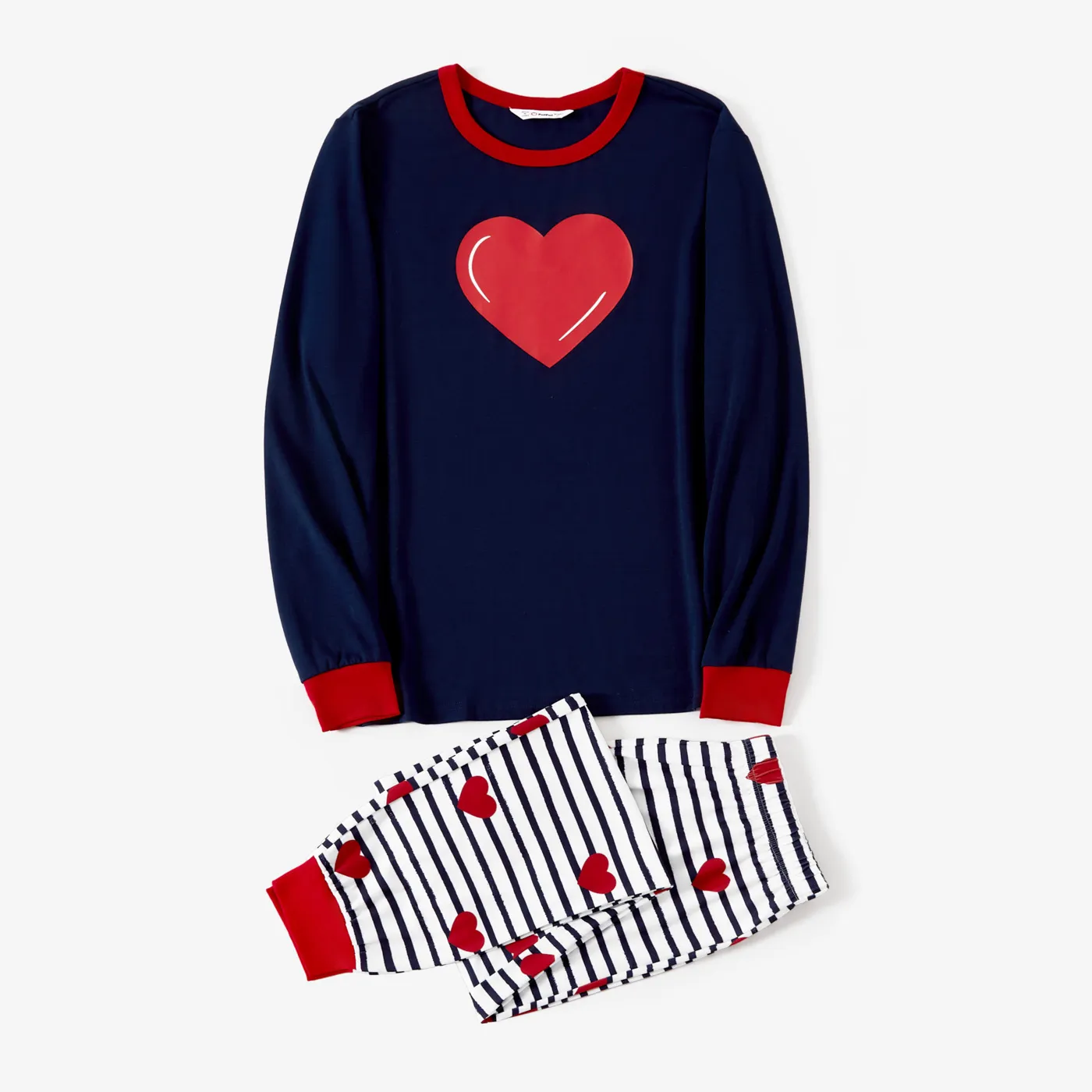 Valentine's Day Family Matching Love Pattern Stripe Print Long-sleeve Pajamas Sets(Flame Resistant)