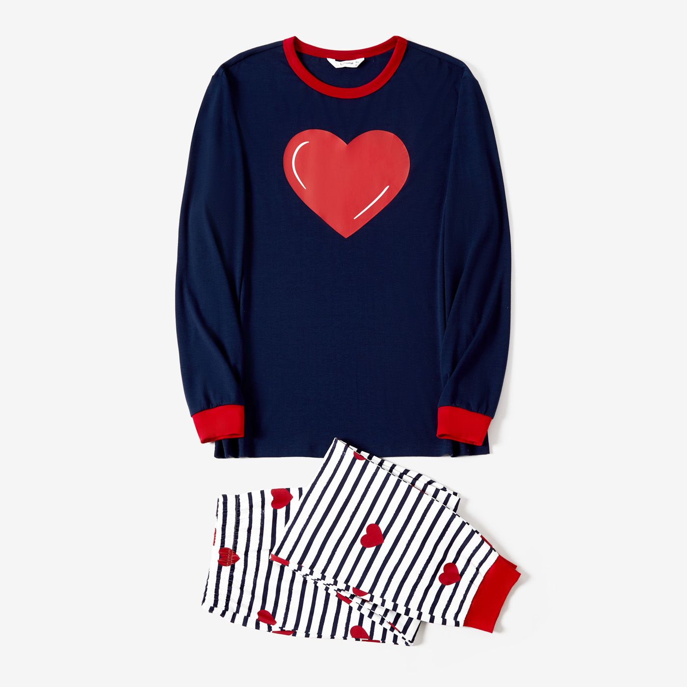 Valentine's Day Family Matching Love Pattern Stripe Print Long-sleeve Pajamas Sets(Flame Resistant)