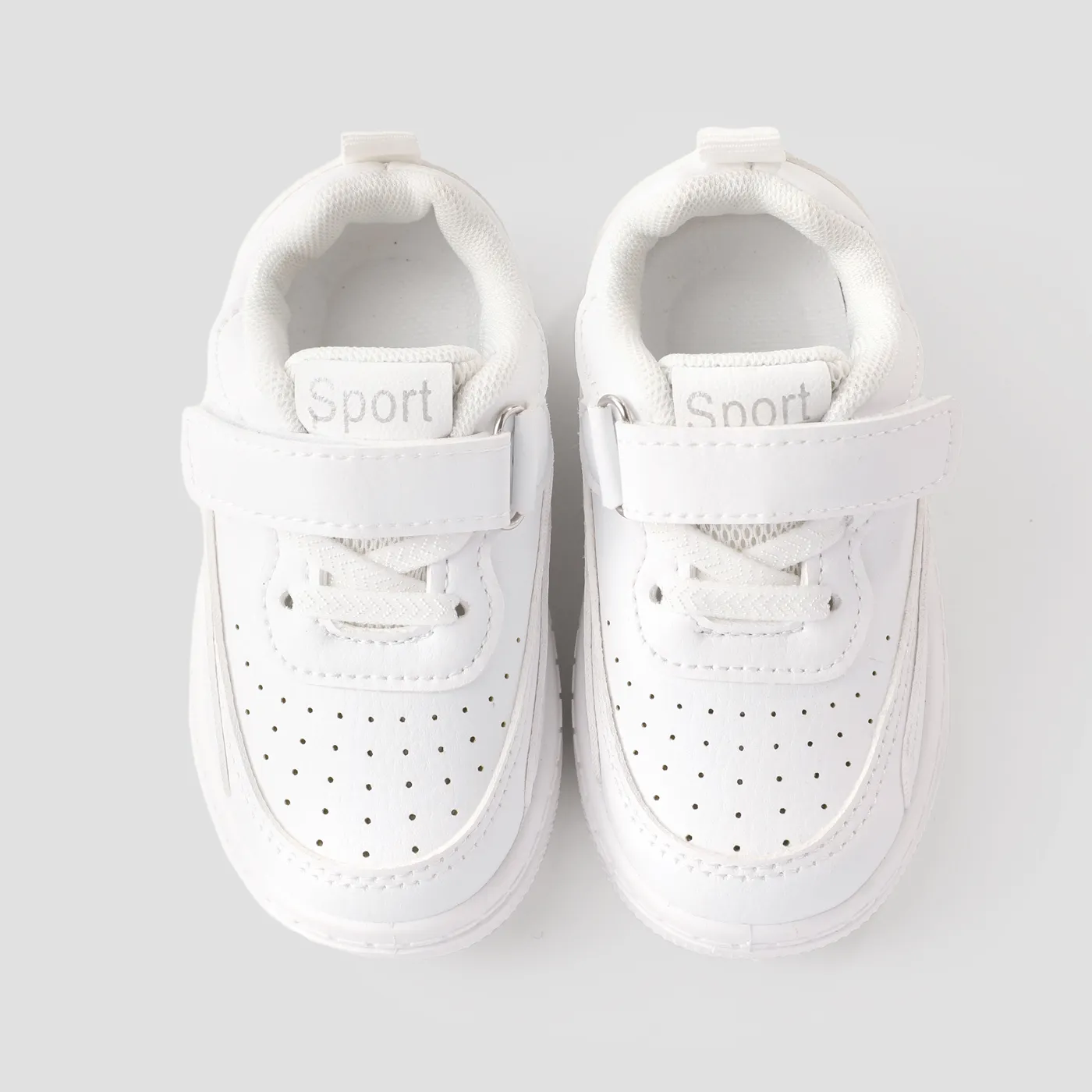 Kids Basic Solid Color Velcro Casual Shoes White image 3