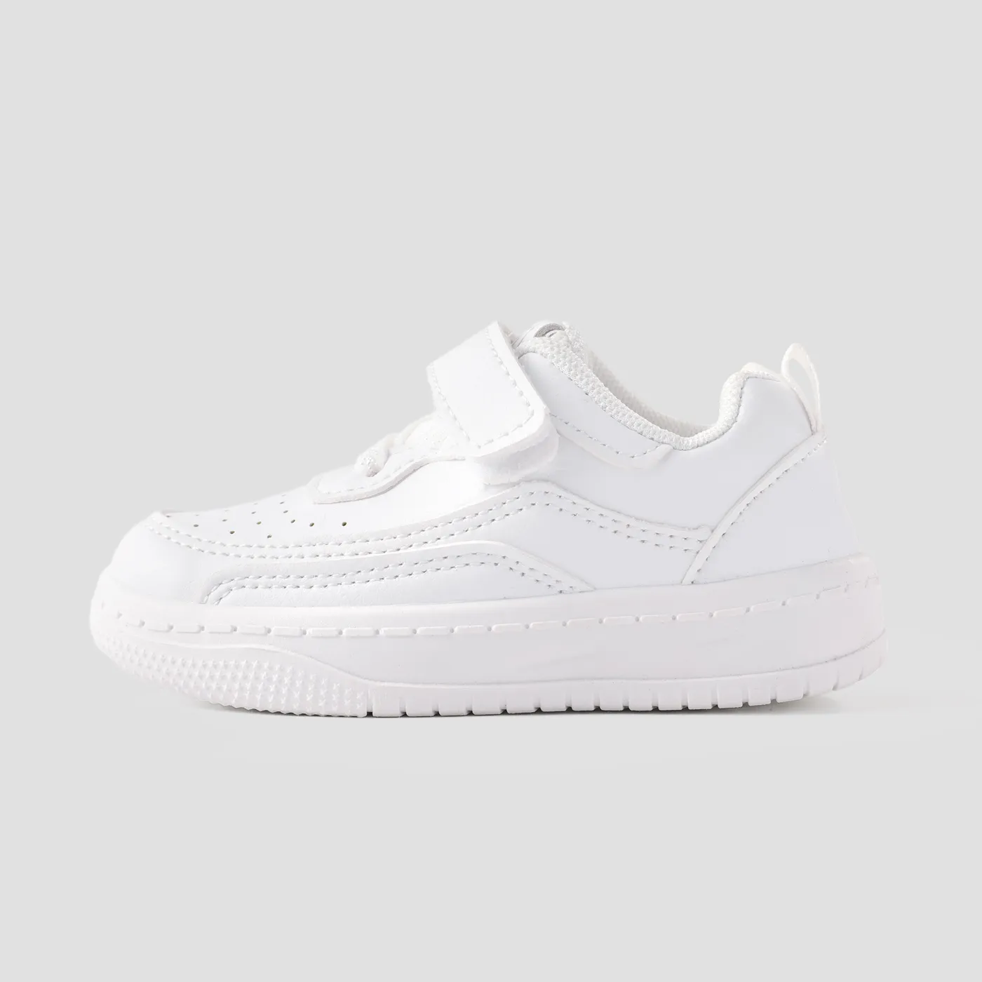 Kids Basic Solid Color Velcro Casual Shoes White image 2