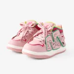 Toddlers and Kids Color-block Geometric Pattern Lace-up Sports Shoes Pink
