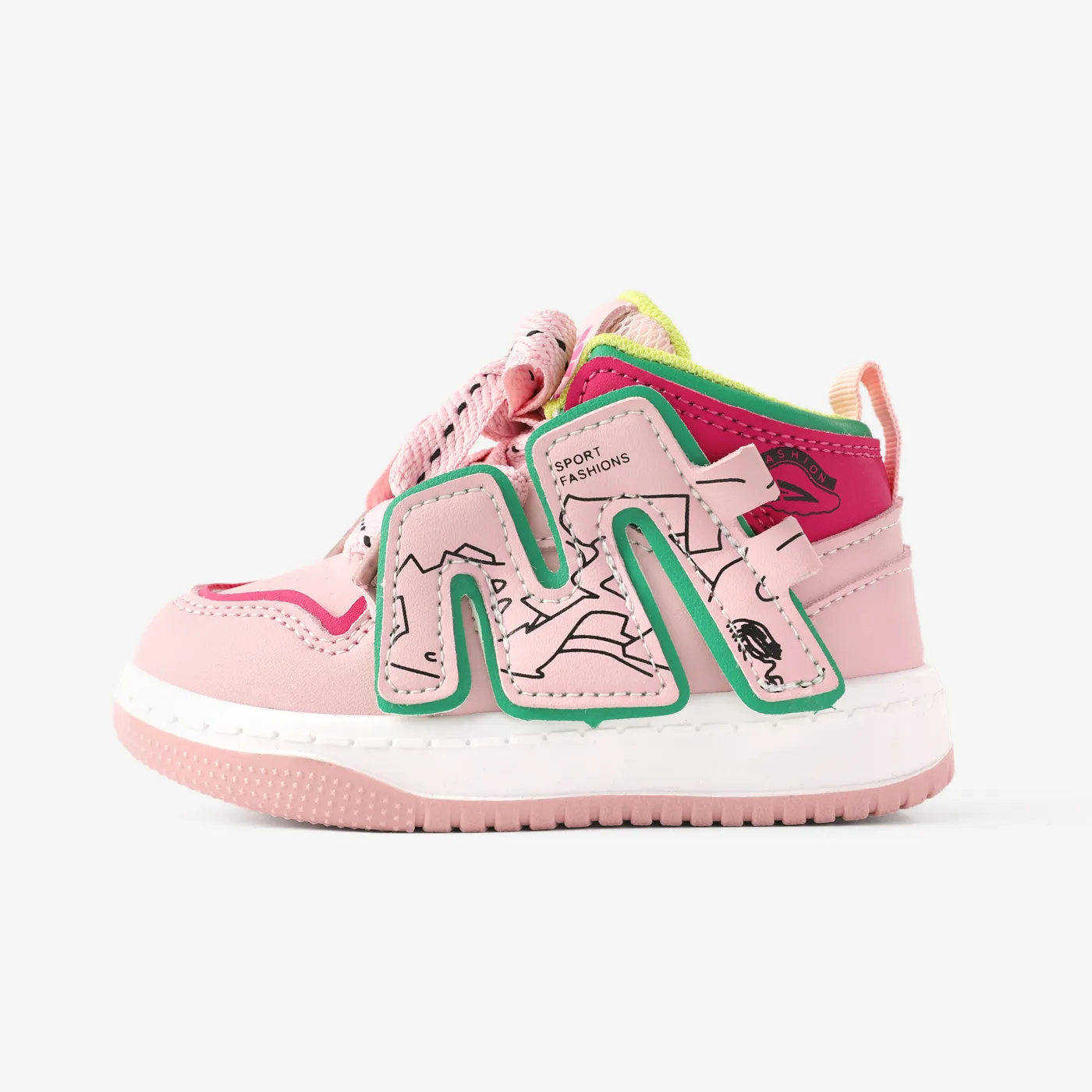 Toddlers and Kids Color-block Geometric Pattern Lace-up Sports Shoes  image 2