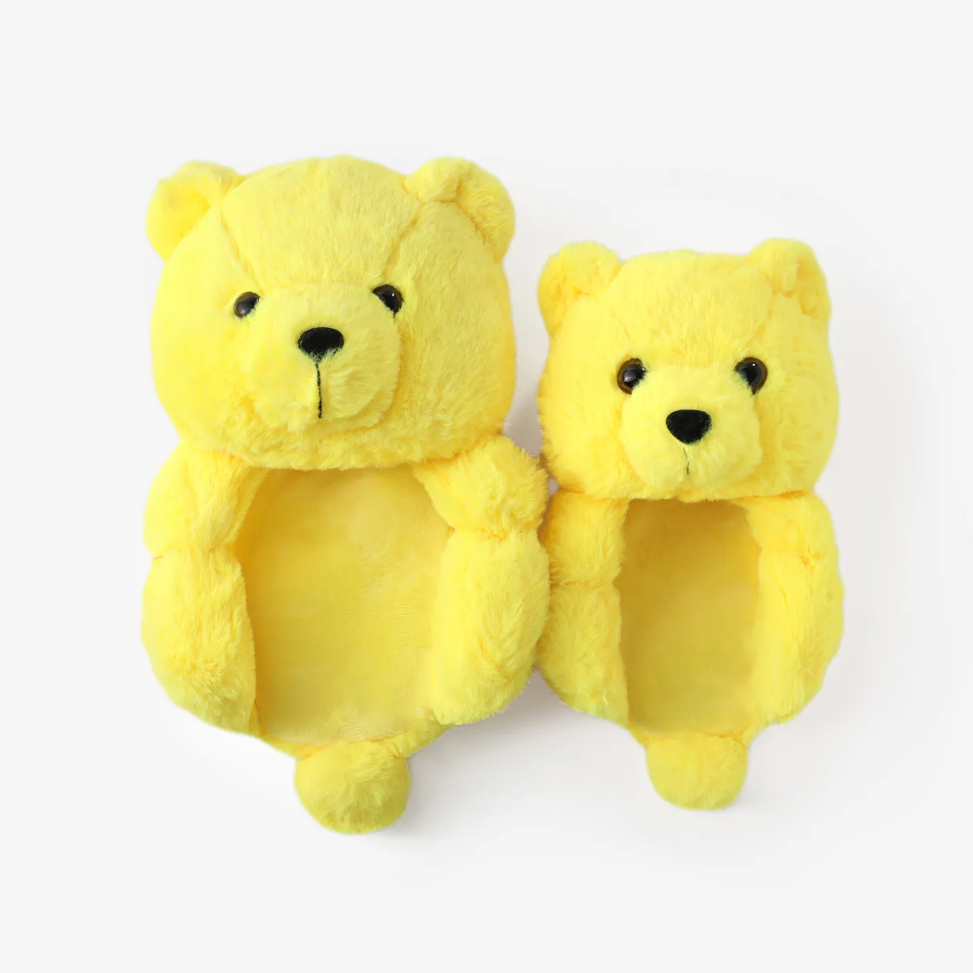 Family Matching Plush Teddy Bear Slippers Yellow