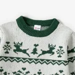 Christmas Family Matching Green Reindeer Print Long-sleeve Knitted Tops  image 3