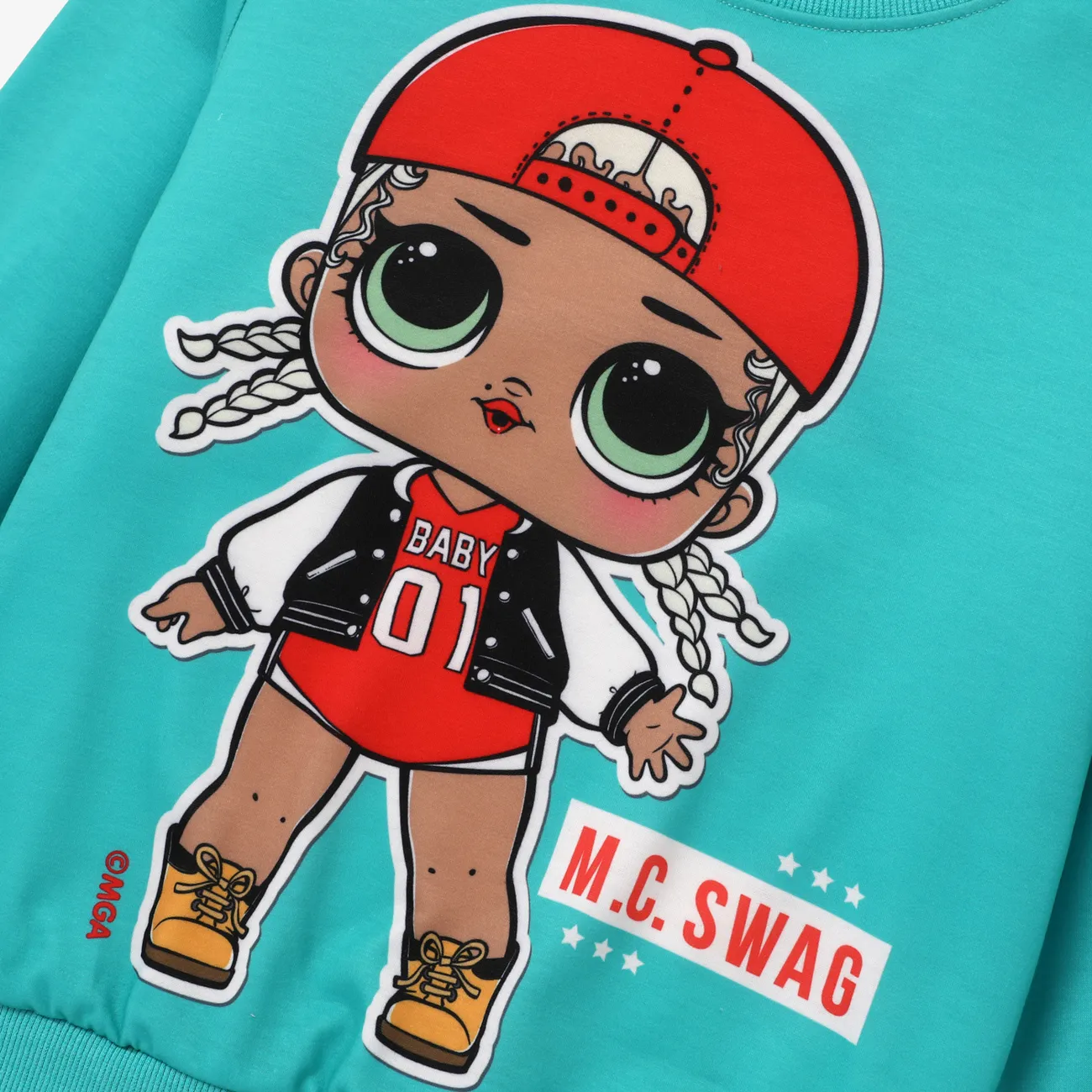 L.O.L. SURPRISE! Kid Girl Letter Characters Print Pullover Sweatshirt Green big image 1