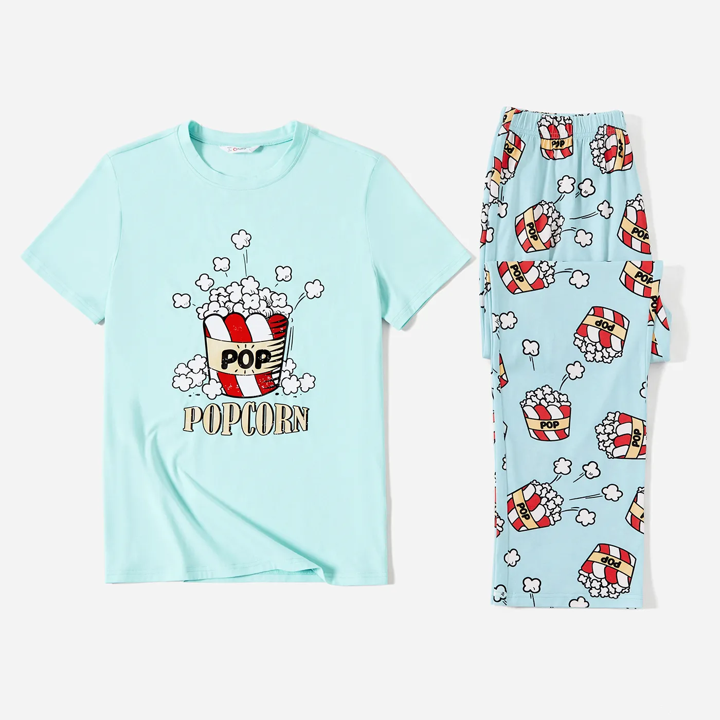 Christmas Family Matching Popcorn Print Short-sleeve Cotton Pajamas Sets(Flame Resistant)