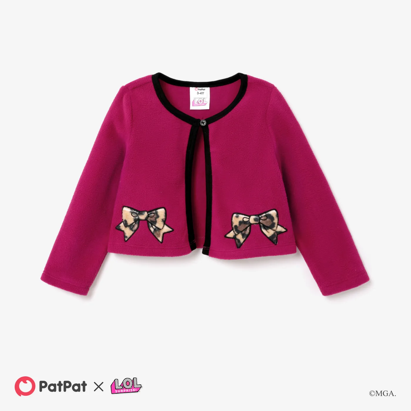 L.O.L. SURPRISE! Toddler Girl Graphic Print Long-sleeve Fleece Coat or Leopard Print Dress Deep Magenta